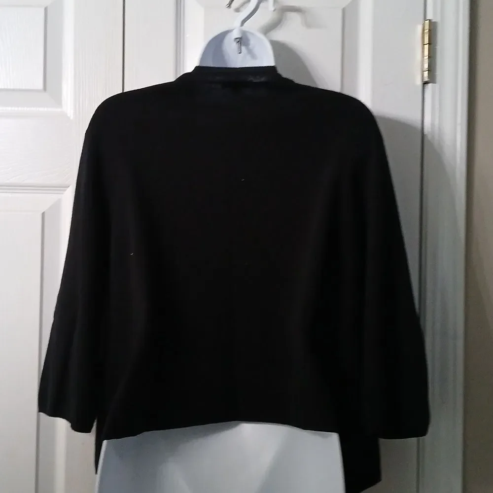 J.Jill black lightweight open front cardigan Sz L EUC